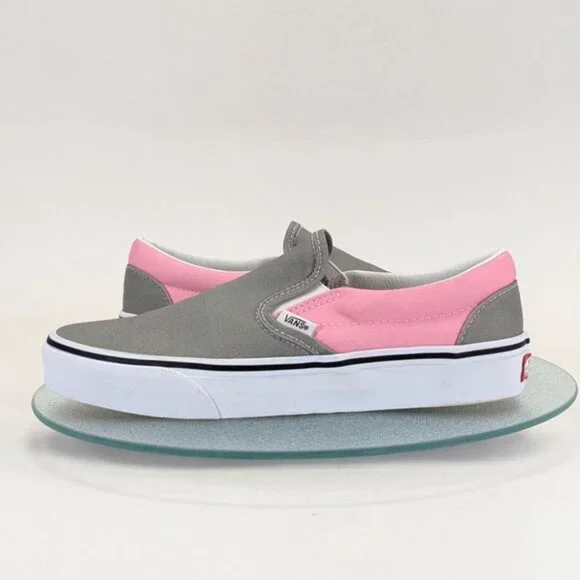Vans Womens Slip-On Shoes Gray & Pink Canvas Size 9 Waffle Sole Casual Sneaker - Picture 6 of 8